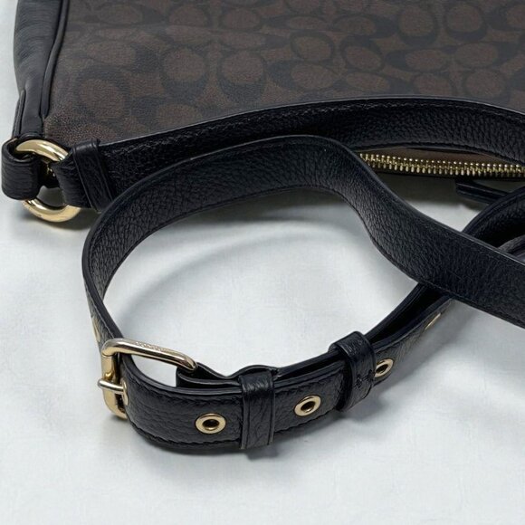 Coach Ellie Dark Brown Black Signature Canvas Crossbody Shoulder Bag - Picture 3 of 16